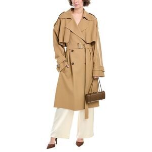 Michael Kors Collection Womens Wool-Blend Trench Coat, Brown